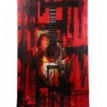 Contemporary Painting Fado Guitar Signed A. Lopes