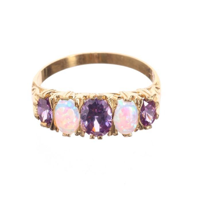 Gilded Opal & Amethyst Ring