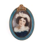 Miniature Victorian Gilt Portrait Depicting Élisabeth Vigée Le Brun - Ormolu & Guilloche Enamel Pain