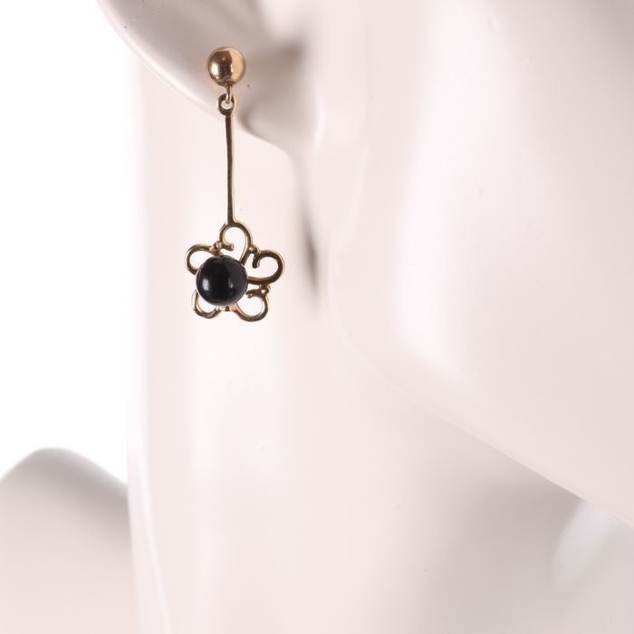 9ct Gold Onyx Earrings - Image 2 of 4