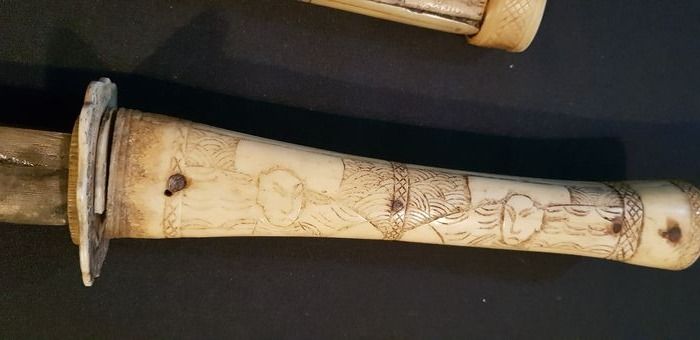 XIII Carved Bone Japanese Wakizashi Katana Edo Period ???? - Image 4 of 10