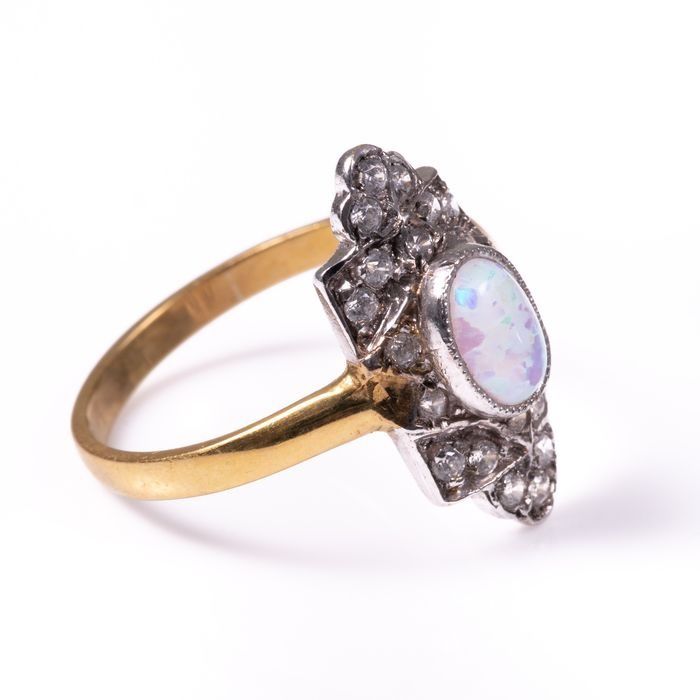 Silver Gilt Art Deco Style Opal Ring - Image 4 of 5