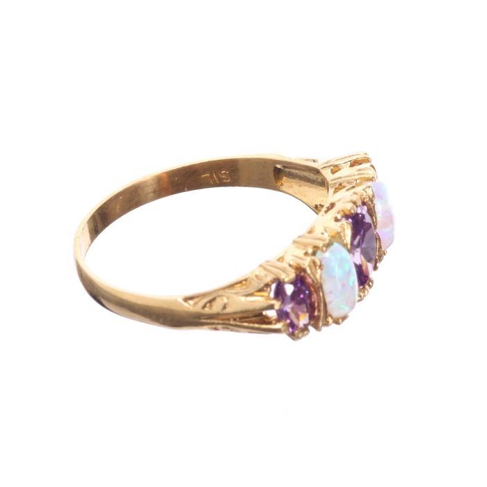 Gilded Opal & Amethyst Ring - Image 4 of 6