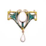 Arts and Crafts Enamel Opal Pendant