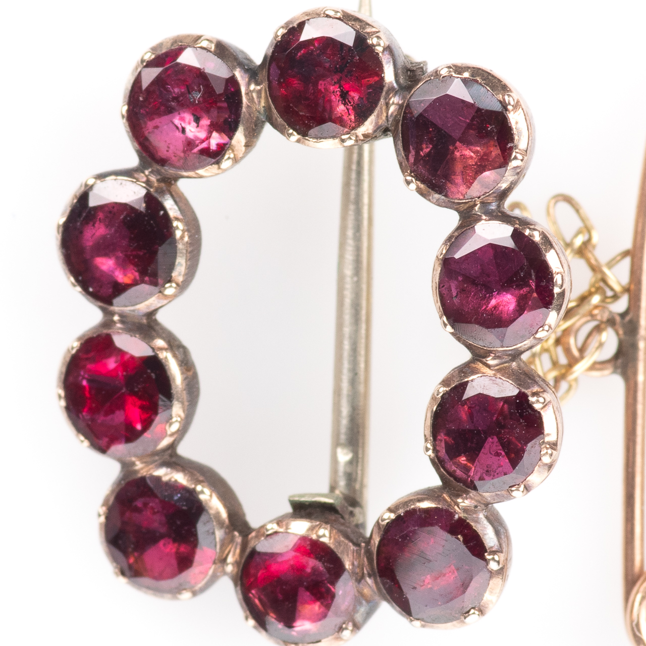 Georgian Gold Foiled Garnet Brooch