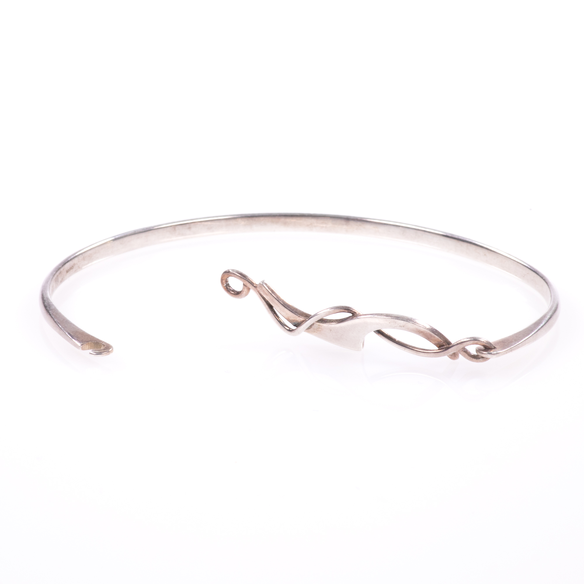 Silver Abstarct Modernist Bangle Bracelet - Image 2 of 9