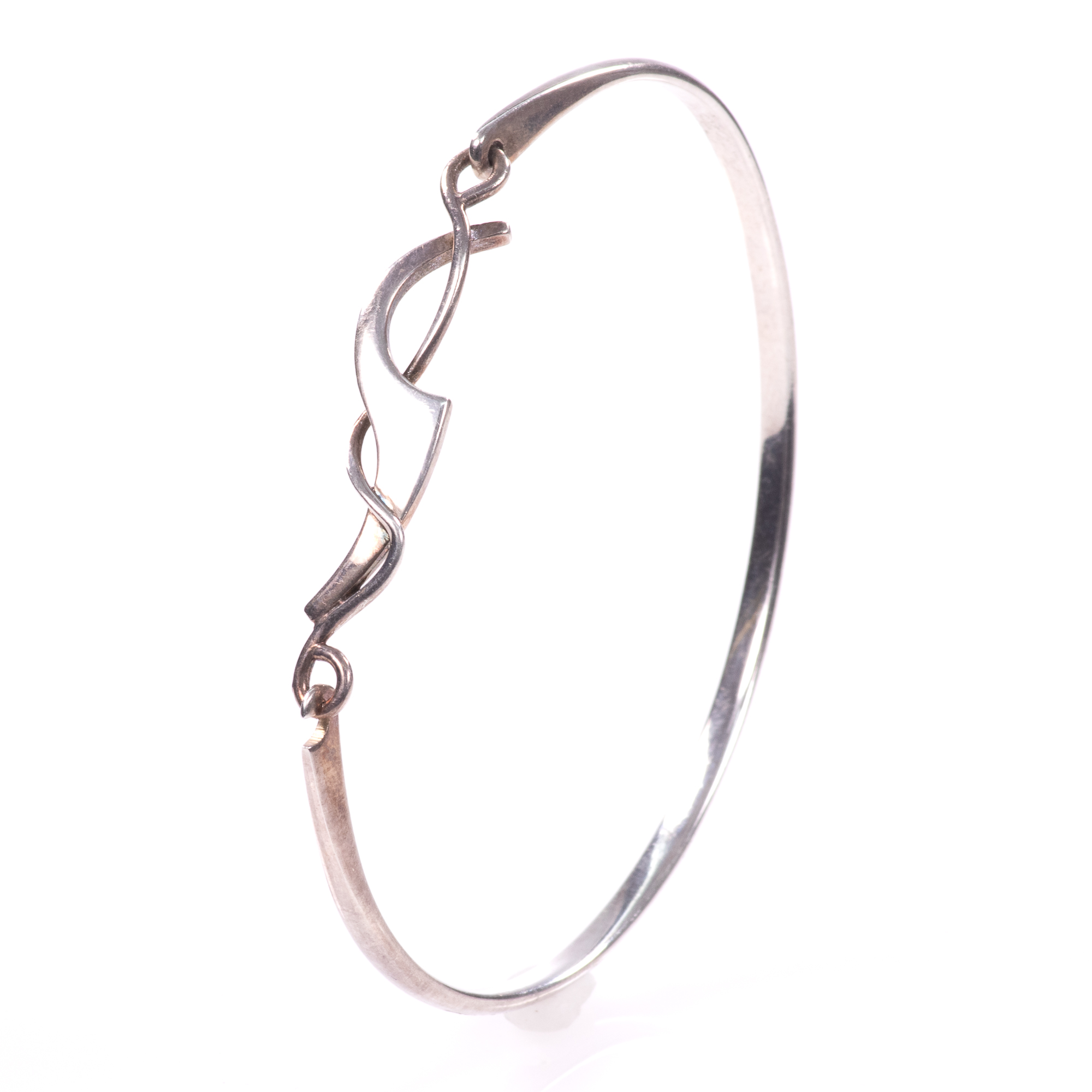 Silver Abstarct Modernist Bangle Bracelet