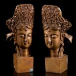 Pair of Patinated 20thC Chinese Bronze Seals