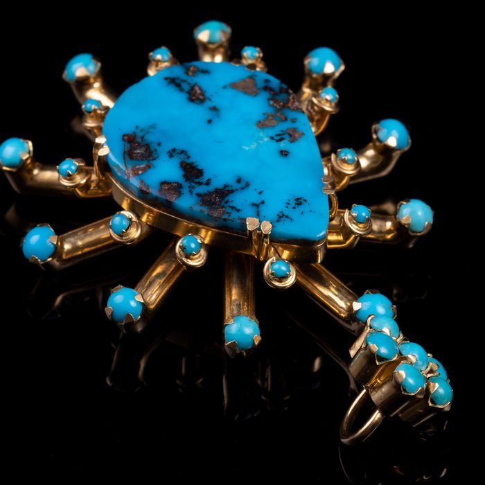 18K Gold Turquoise Pendant - Image 3 of 7