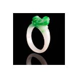 Jadeite Chinese Foo Dragon Ring 20thC