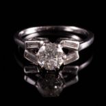 Art Deco Platinum 1ct Diamond Ring