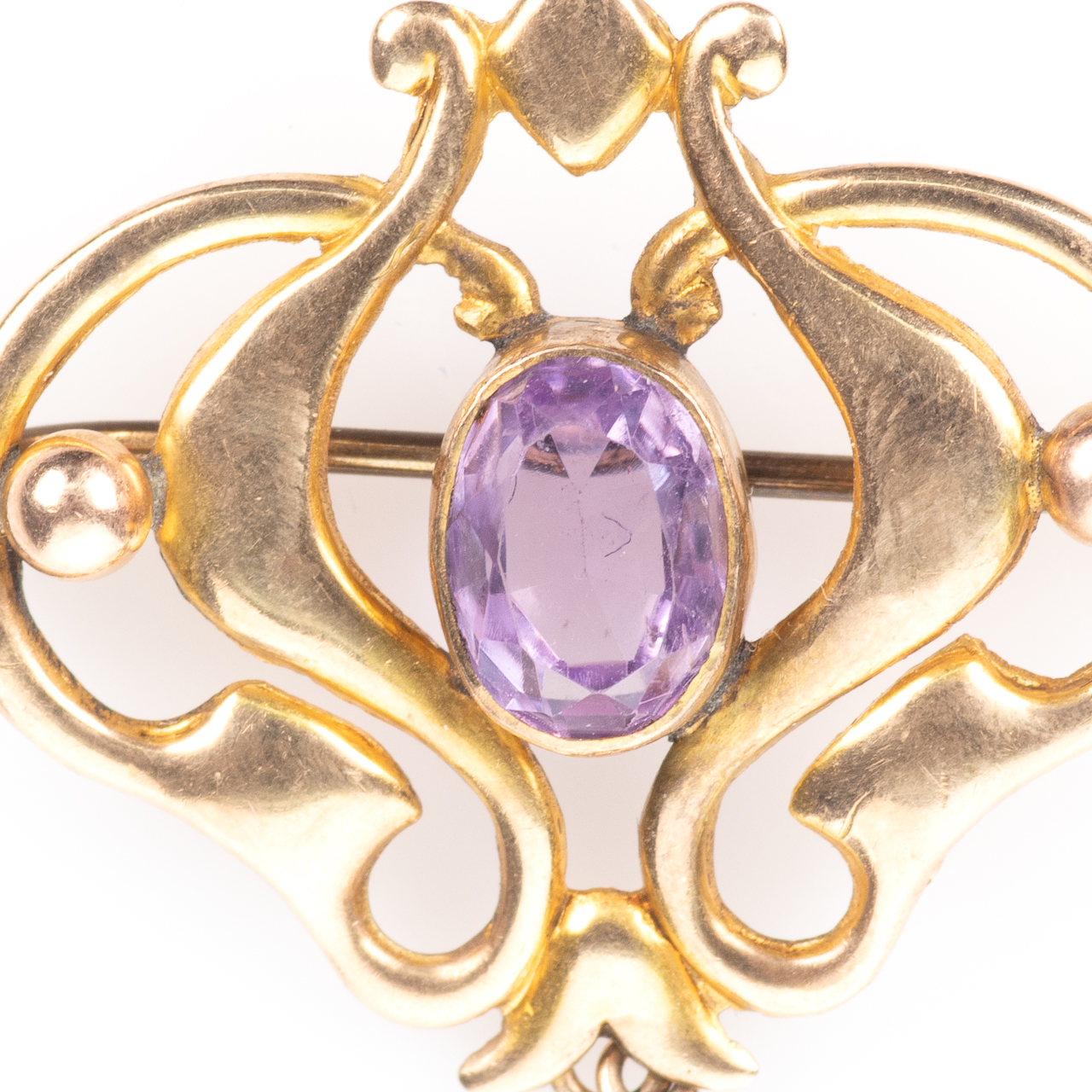 Birmingham 1904 Henry Matthews 9ct Amethyst & Baroque Pearl Brooch - Image 5 of 8