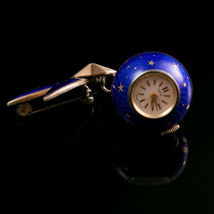 Rolex Tudor Art Deco Enamel Watch Brooch - Image 4 of 6