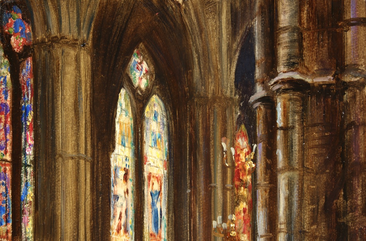 FRANK MOSS BENNETT (1874-1953) Ex Christie's Cathedral Interior - Image 2 of 6