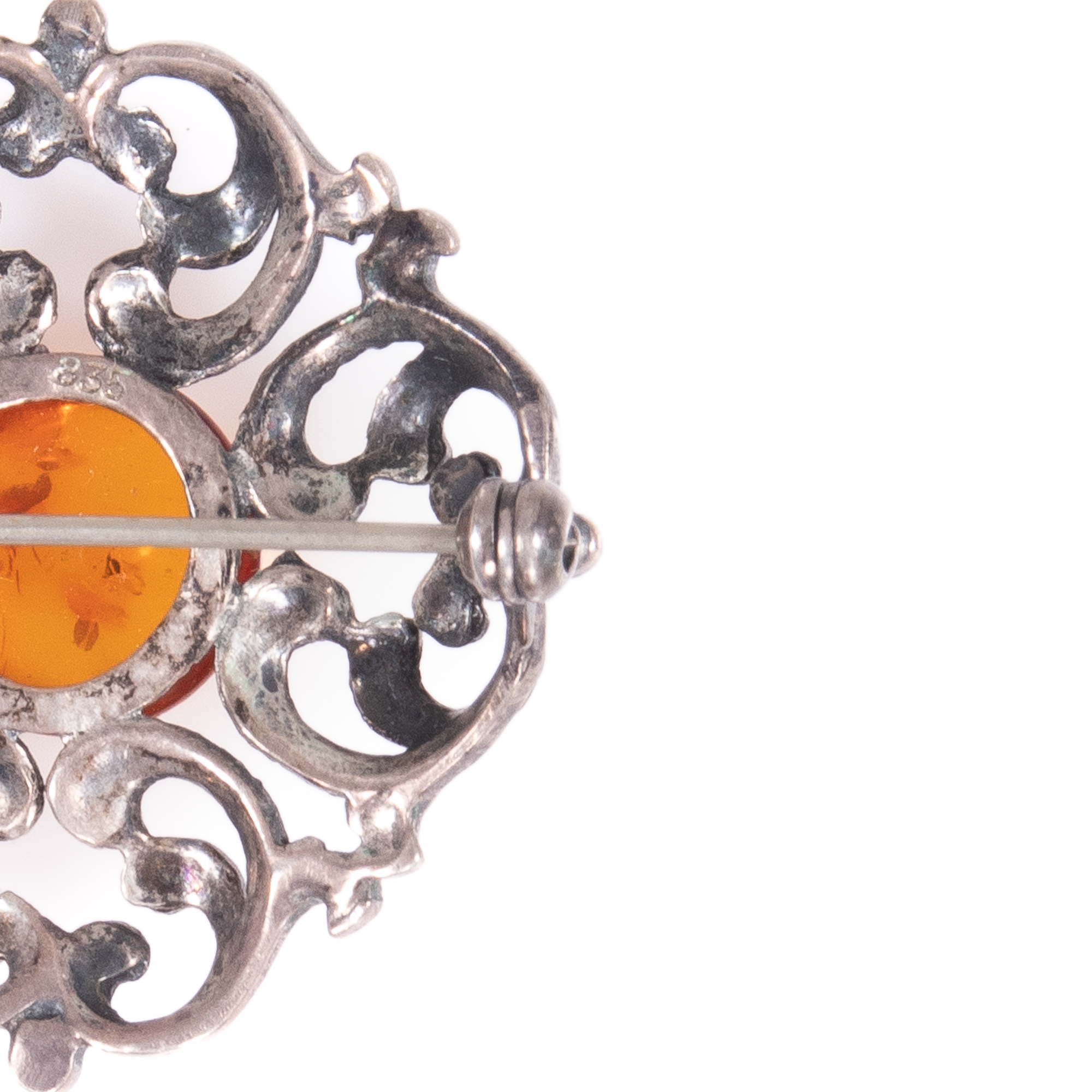 Art Nouveau Silver Amber Brooch - Image 5 of 7