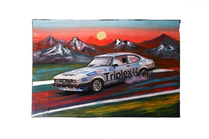 44 Triplex Capri Racing Car Signed Painting A. Lopes - Image 2 of 6