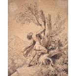 XVII Italian Old Master Drawing of Milo of Croton