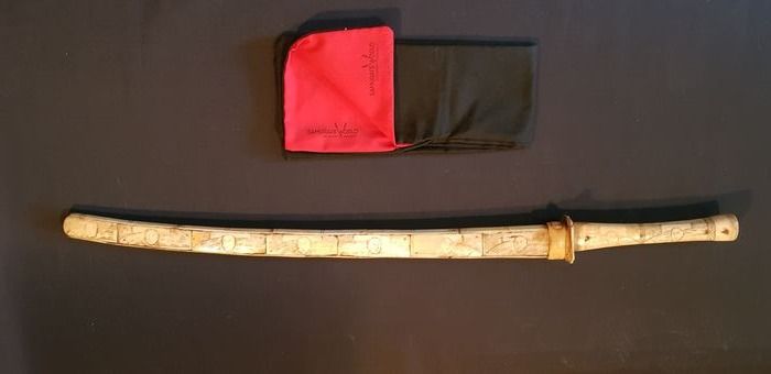 XIII Carved Bone Japanese Wakizashi Katana Edo Period ???? - Image 2 of 10