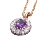 Gilded Amethyst Pendant with Necklace