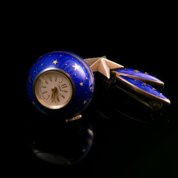 Rolex Tudor Art Deco Enamel Watch Brooch - Image 3 of 6