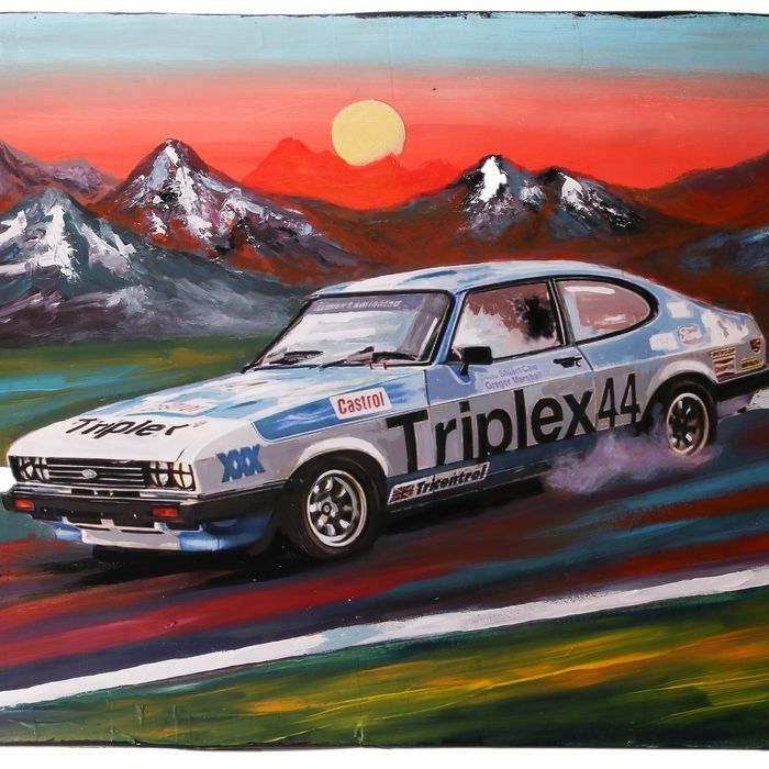 44 Triplex Capri Racing Car Signed Painting A. Lopes - Image 3 of 6