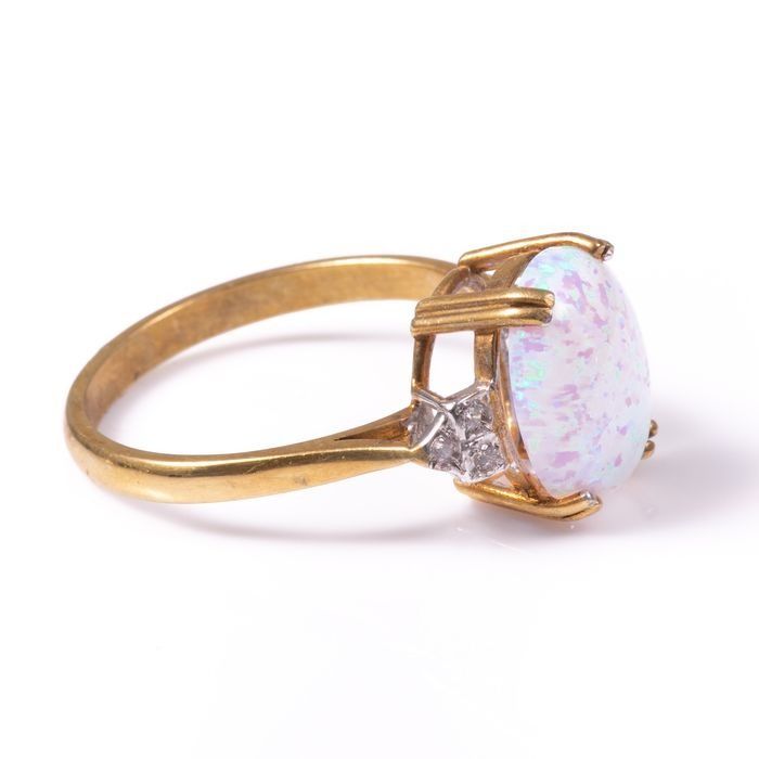 Gilded Cultured Opal Art Deco Style Ring - Image 6 of 6