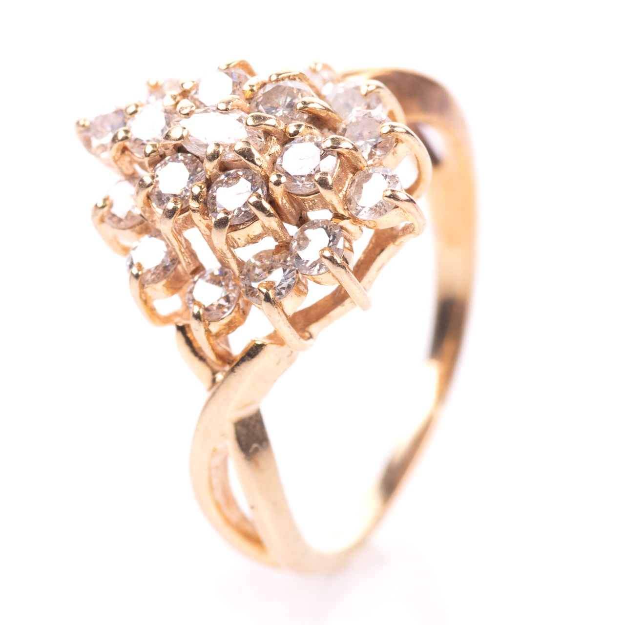 14ct Gold 1.55ct Diamond Cluster Ring