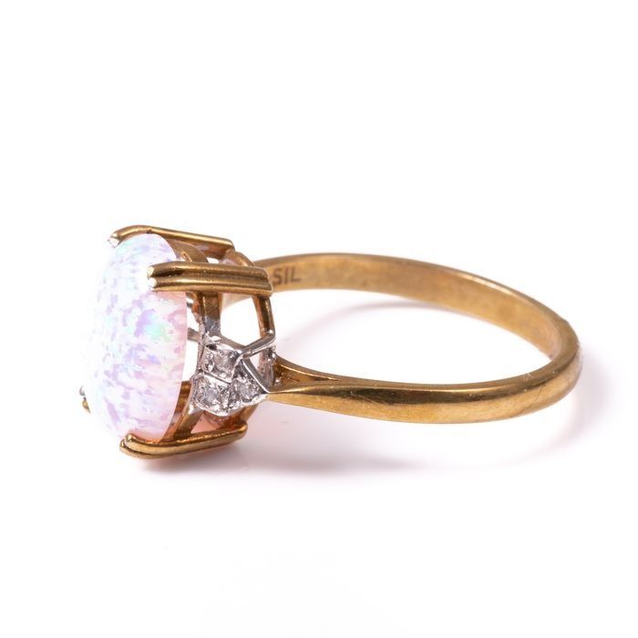 Gilded Cultured Opal Art Deco Style Ring - Image 5 of 6