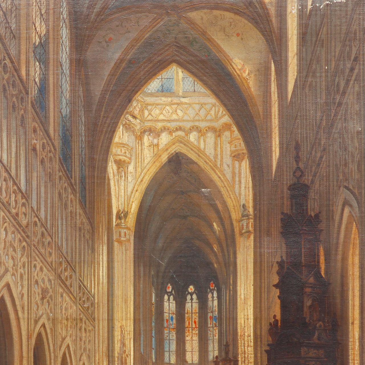 XIX Jules Victor Génisson (Saint-Omer 1805-1860 Bruges) Cathedral Interior - Image 5 of 6