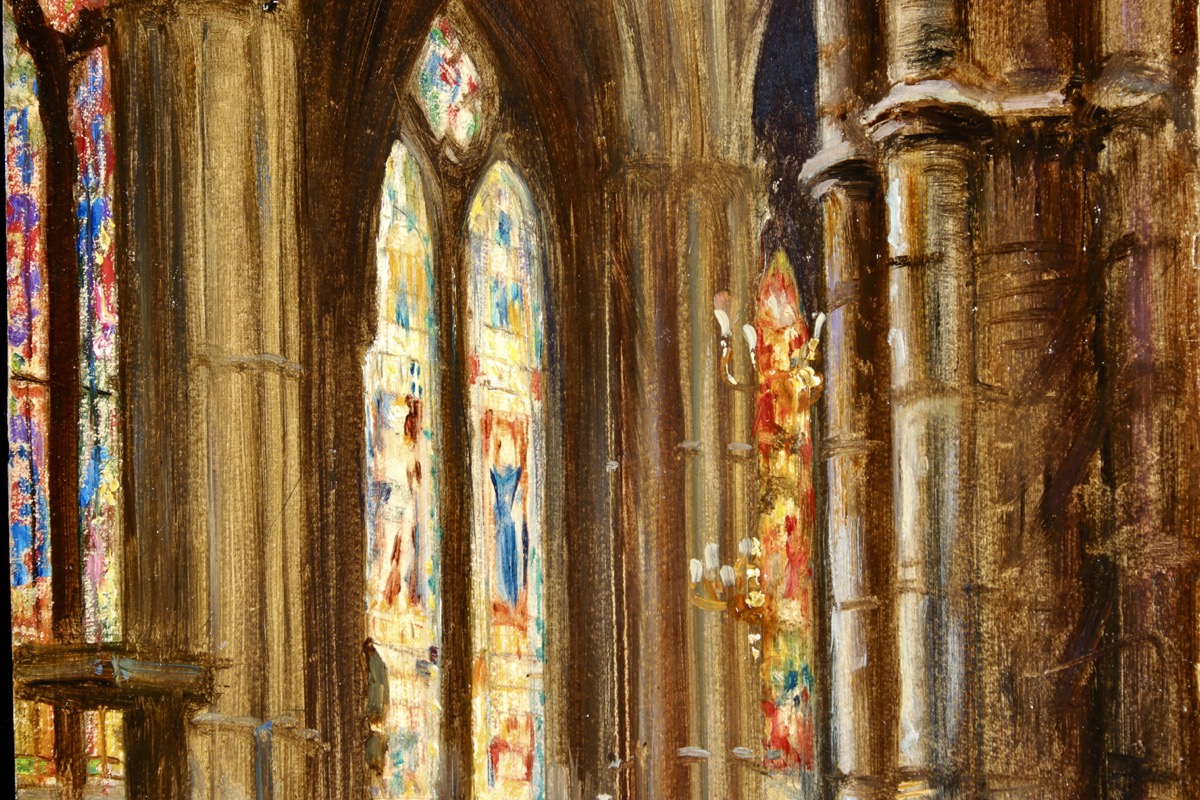 FRANK MOSS BENNETT (1874-1953) Ex Christie's Cathedral Interior - Image 3 of 6