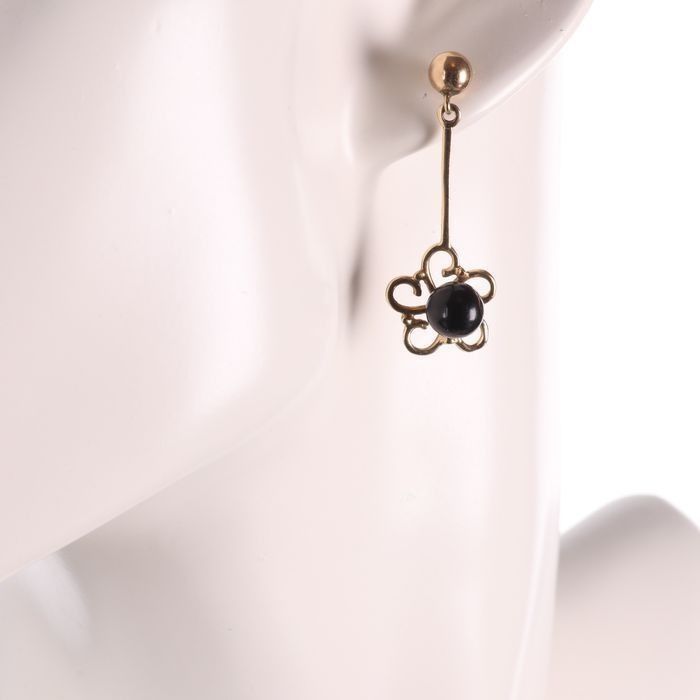 9ct Gold Onyx Earrings - Image 3 of 4