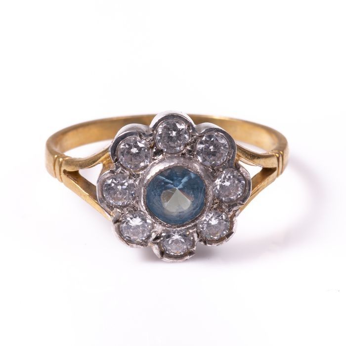 Gilt Aquamarine Cluster Ring - Image 4 of 5