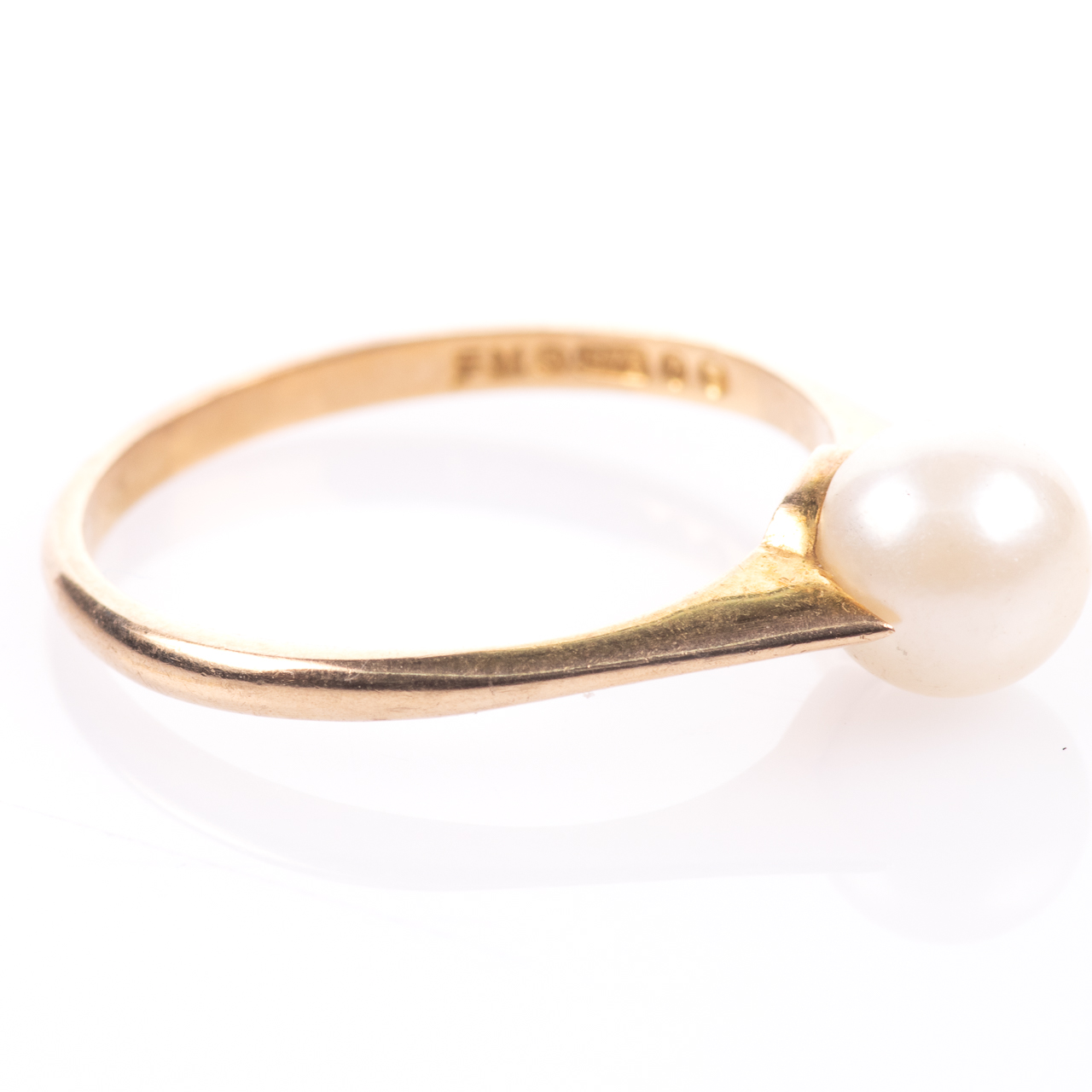 9ct Gold 7mm Pearl Ring London 1970 - Image 7 of 7