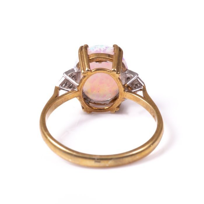 Gilded Cultured Opal Art Deco Style Ring - Image 4 of 6