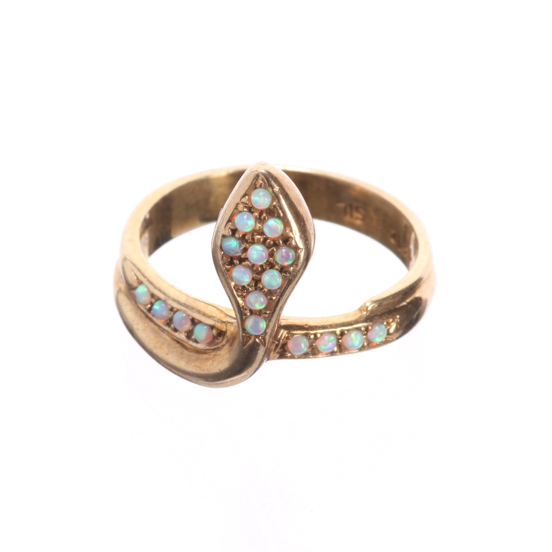 Gilded Opal Snake Ring