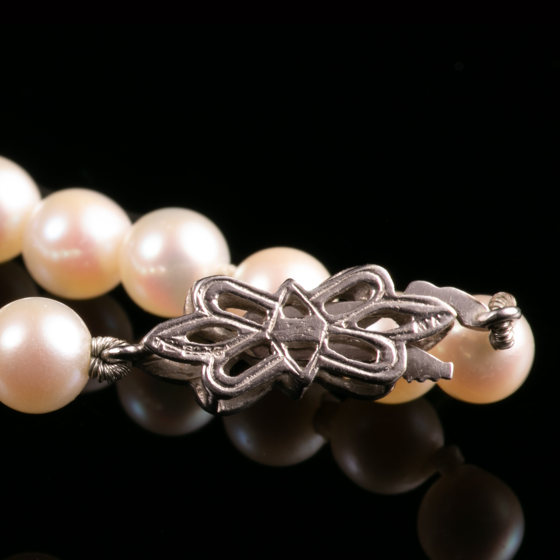 Graduated Pearl Art Deco White Gold Necklace - Image 2 of 5