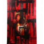 NO RESERVE ~ Contemporary Painting Fado Guitar Signed A. Lopes
