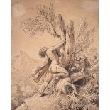 TIMED SALE ~ XVII Italian Old Master Drawing of Milo of Croton