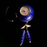 NO RESERVE ~ Rolex Tudor Art Deco Enamel Watch Brooch