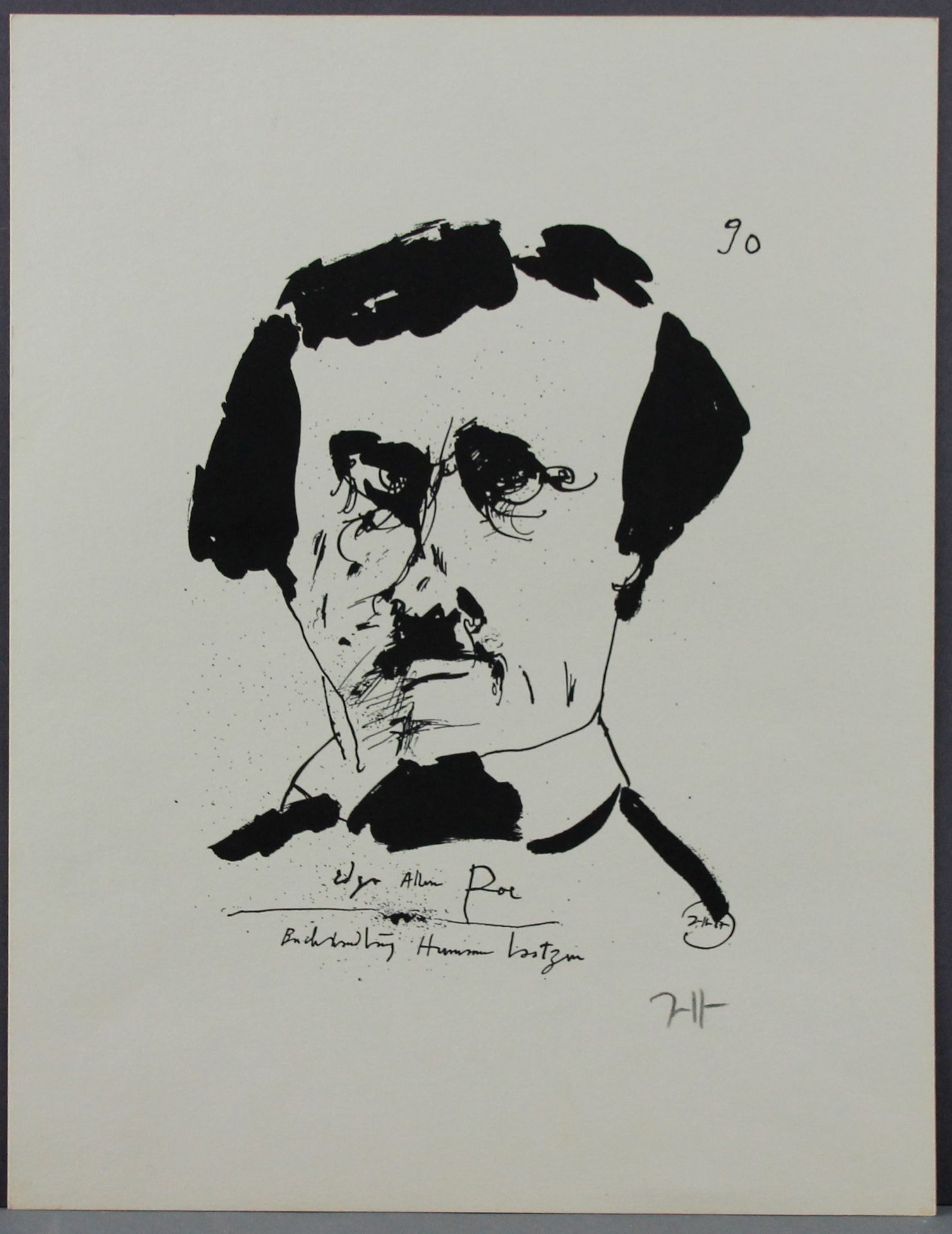 Horst Janssen (1929 - 1995) - Zinkographie/Papier, "Portrait Edgar Allen Poe"