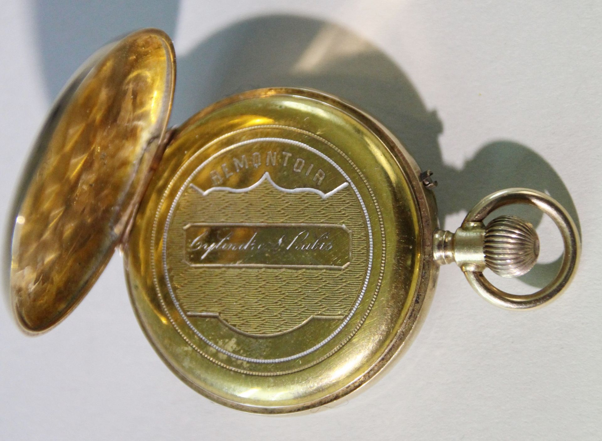 Damen-Taschenuhr, "Cuivre", "Remontoir Cylindre 8 Rubis", 585er Gelbgold, GG ca.: 26,8gr. - Bild 2 aus 4