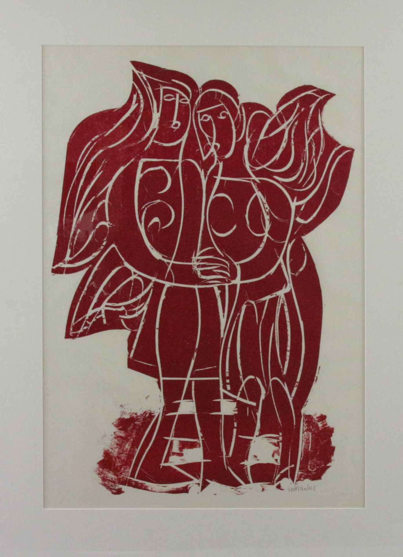 H.A.P. Grieshaber (1909 - 1981) - Farbholzschnitt/Papier, "Die Liebe ist ein Hemd aus Feuer", 1979