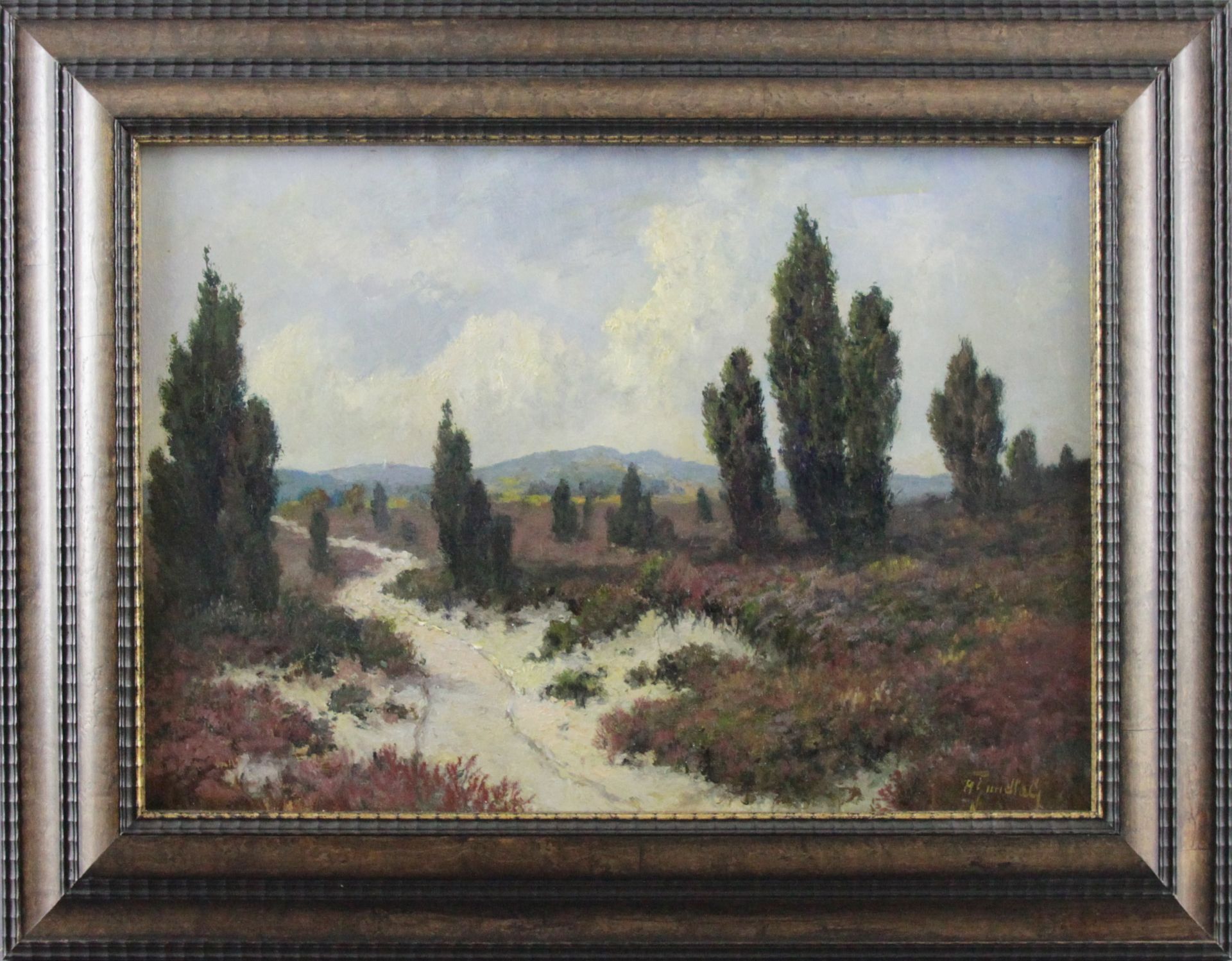 Henry Gundlach (1884 - 1964) - Öl/MK., "Wanderweg in der Lüneburger Heide"