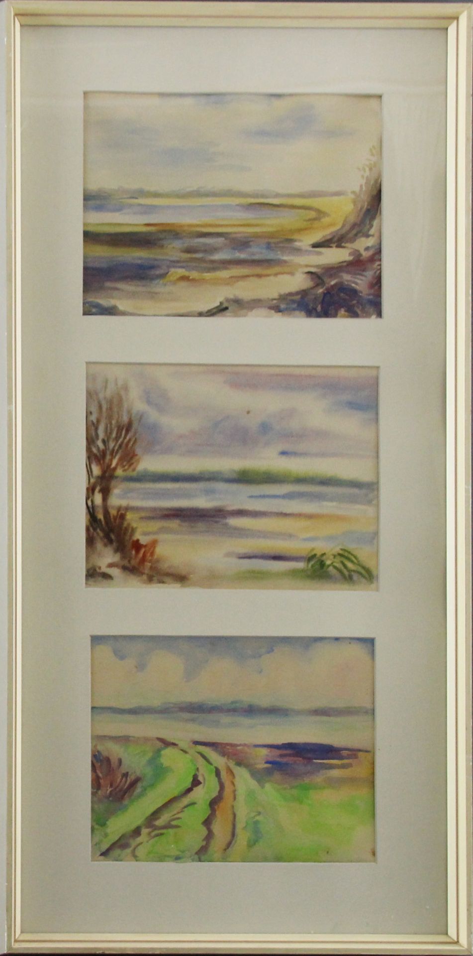 Norddeutscher Maler (20. Jhd.) - 3 Aquarelle/Papier "Elb-Landschaften"