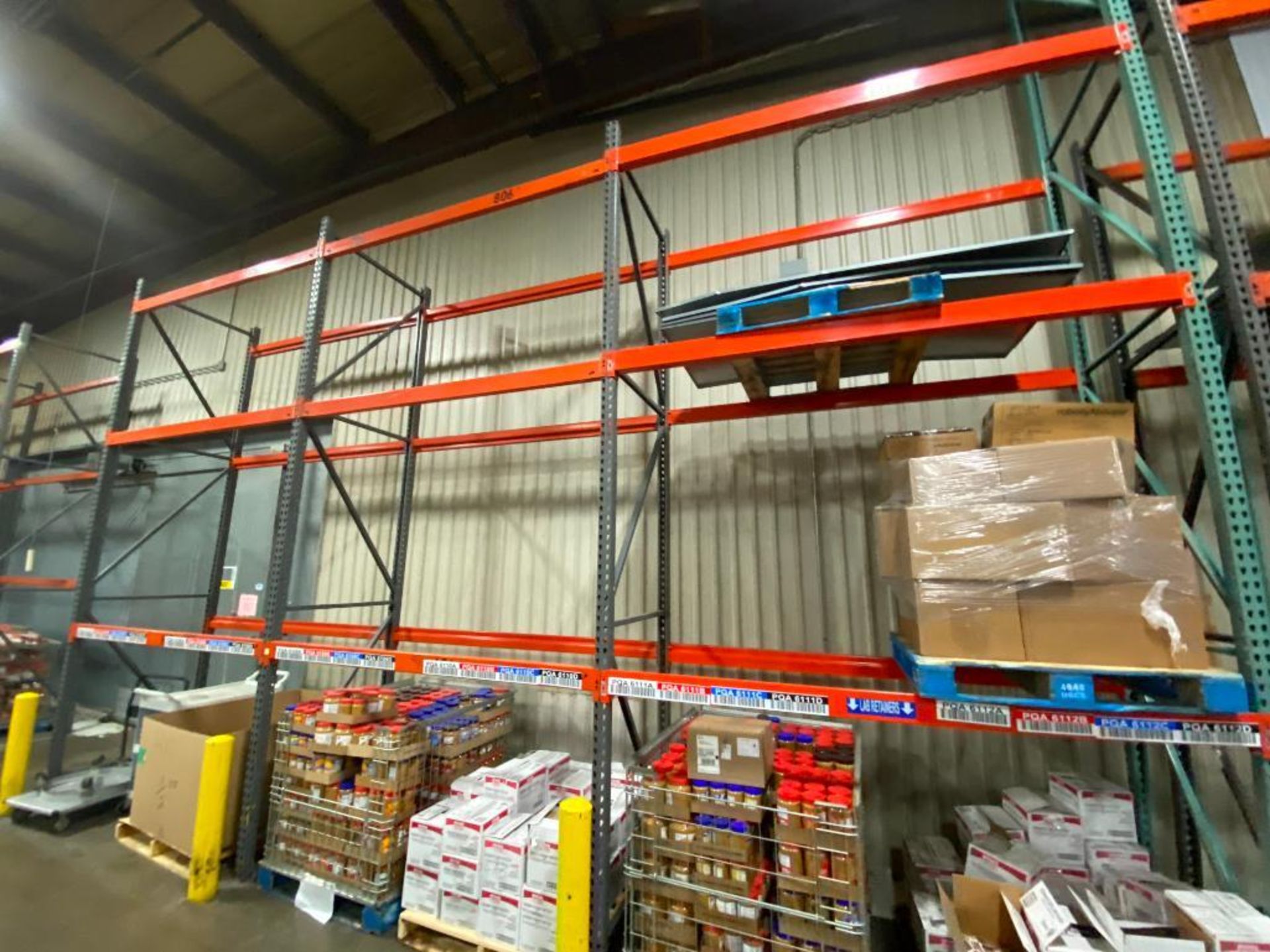(14) sections of assorted pallet racking, tear drop style, 8 ft. and 14 ft. upright beams, includes - Image 5 of 22