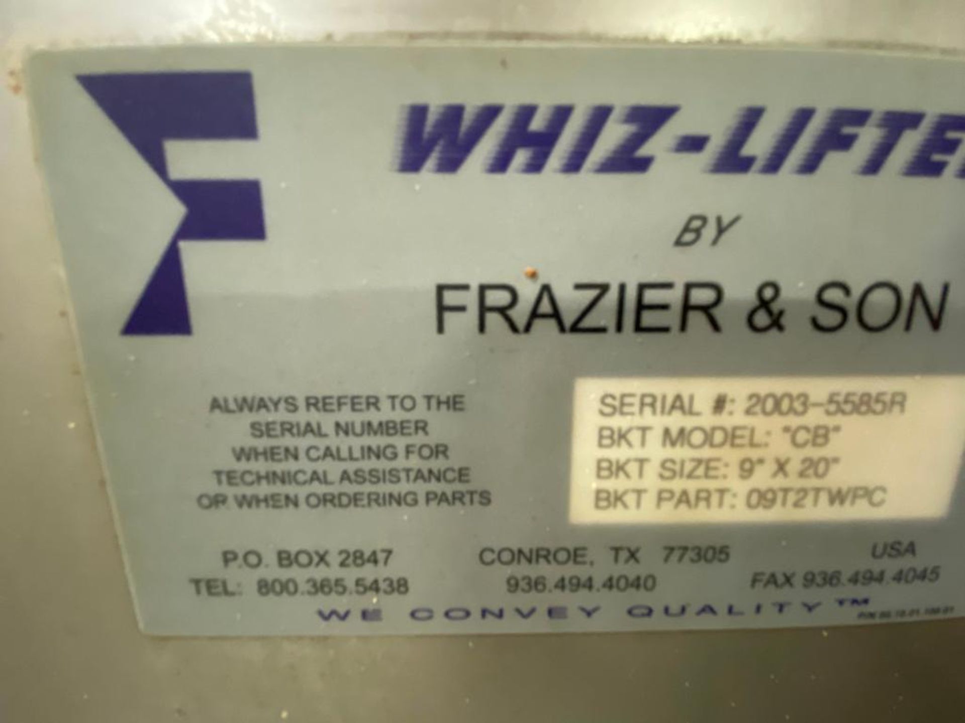 Frazier and Son Whiz-Lifter stainless steel overlapping bucket elevator - Image 3 of 7