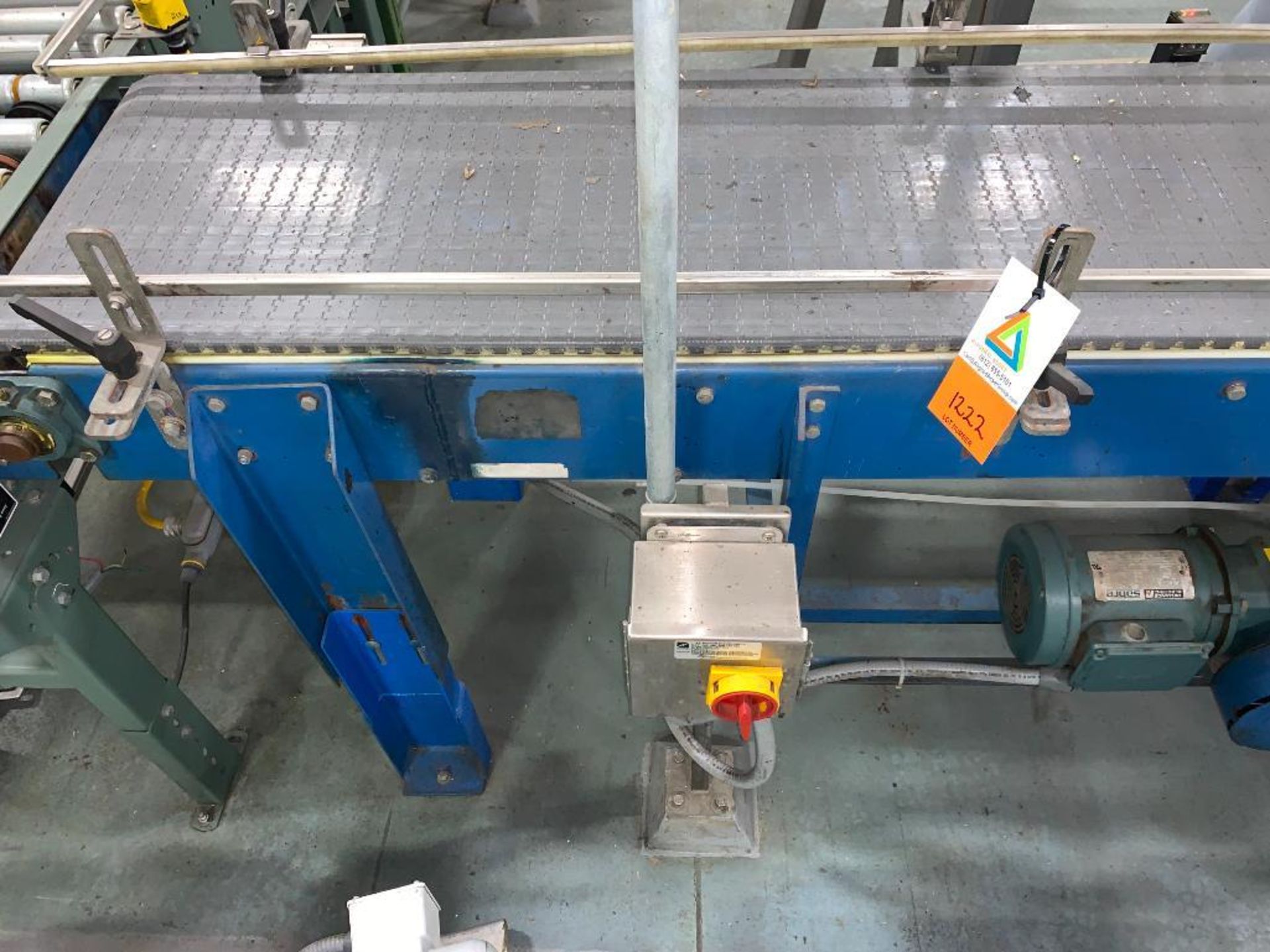 mild steel conveyor, 76 in. x 18 in. x 35 in., gray plastic belt - Image 4 of 9