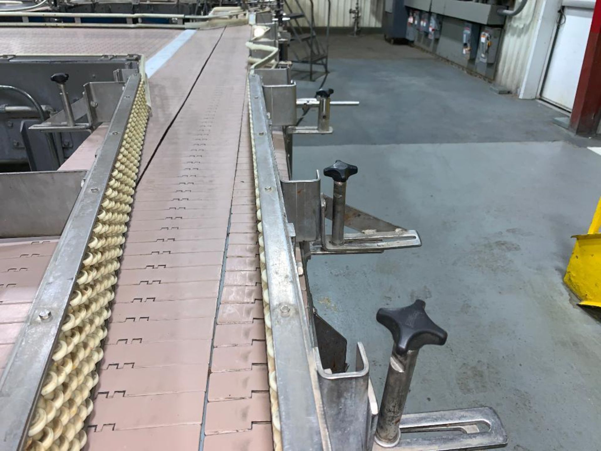 Nercon mild steel 3-lane bottle conveyor, 20 ft. overall, motor and drive - Image 8 of 15