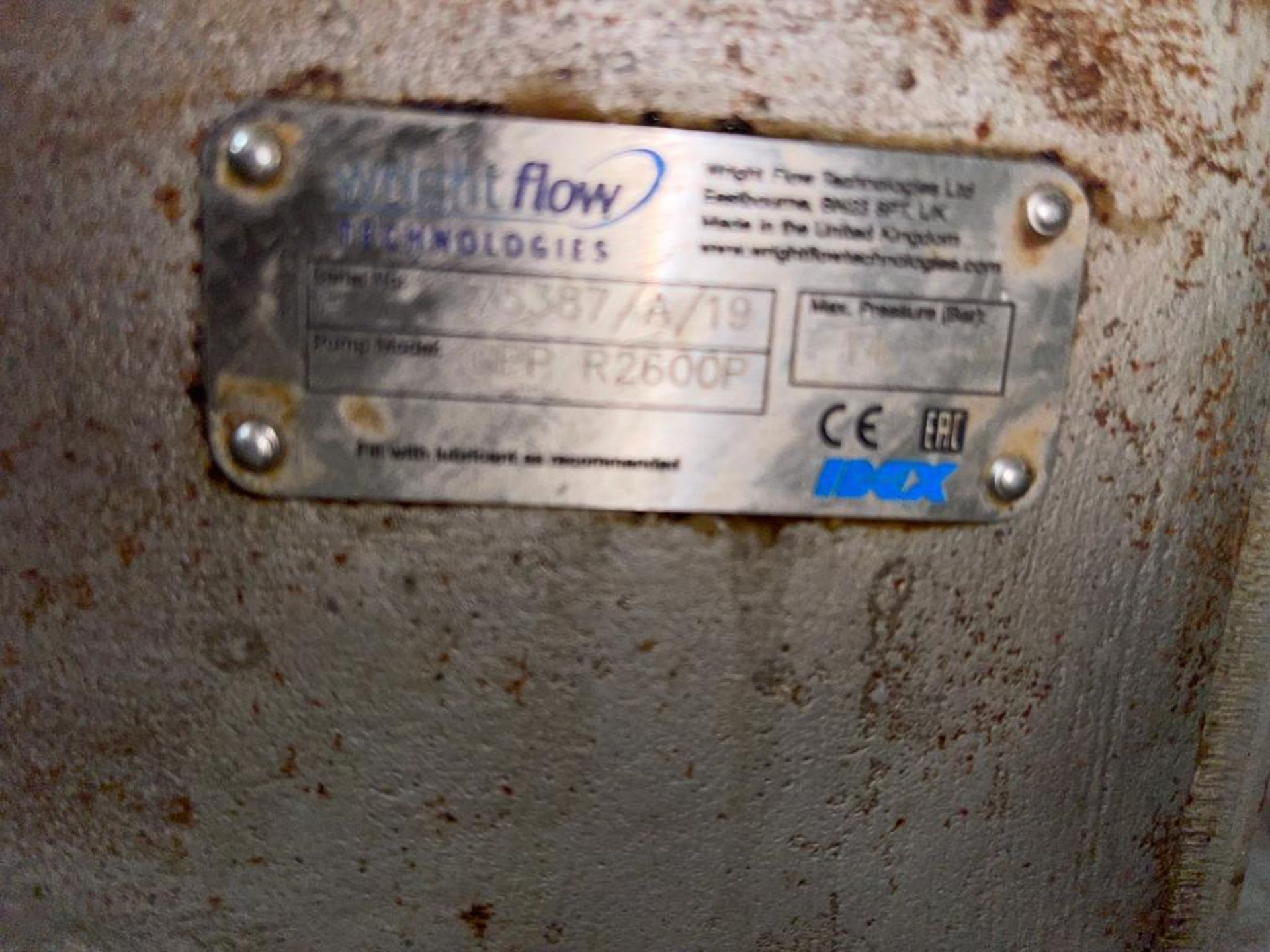 Wright Flow PD pump model CPP_R2600P, 4 in. sanitary fittings SS 10 hp motor - Located in Tifton, GA - Image 19 of 21