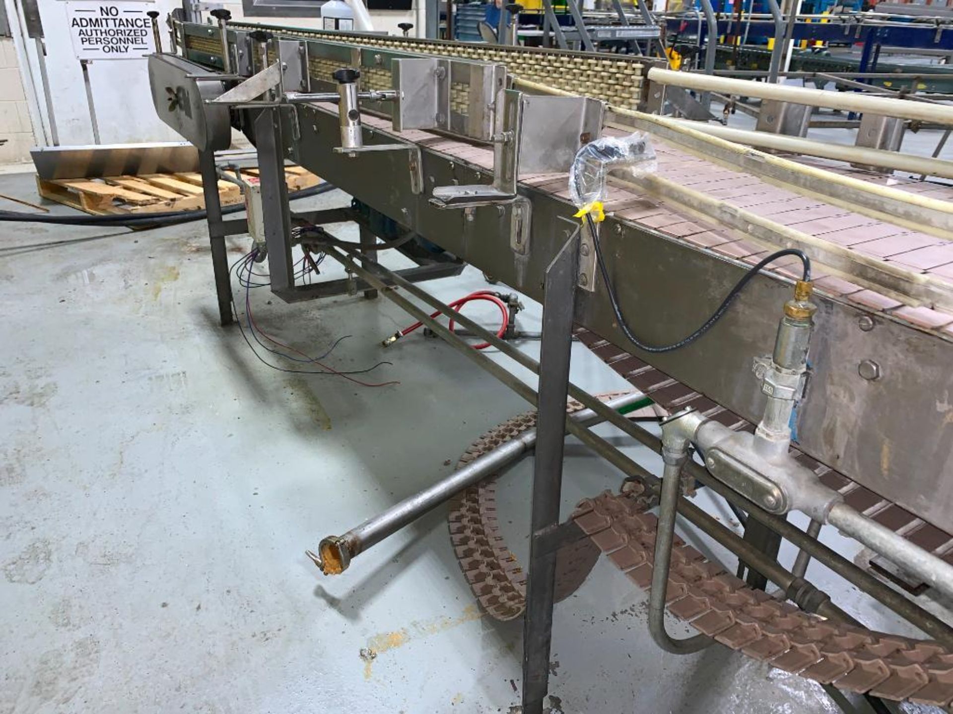 Nercon mild steel 3-lane bottle conveyor, 20 ft. overall, motor and drive - Image 15 of 15